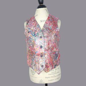 Vintage 90s Tony Alamo Vest Medium Art Paint Signed